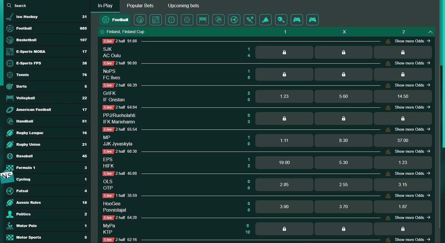 NonStop Casino Sportsbook Screenshot