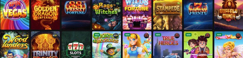Screenshot of WIld Casino website showing casino game titles