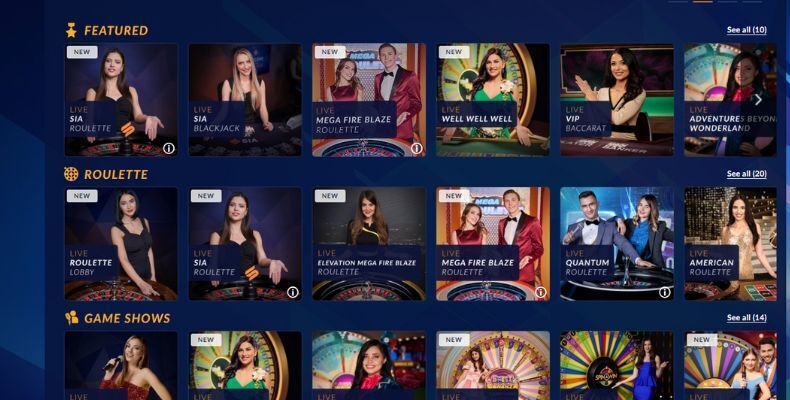 Sports Interaction Live Dealer Lobby