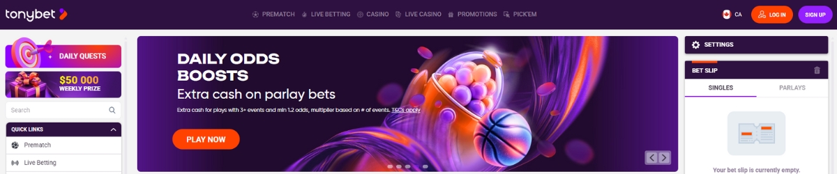 TonyBet Sportsbook Banner