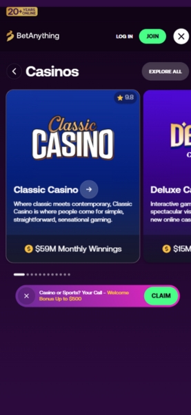 BetAnything Mobile Casino