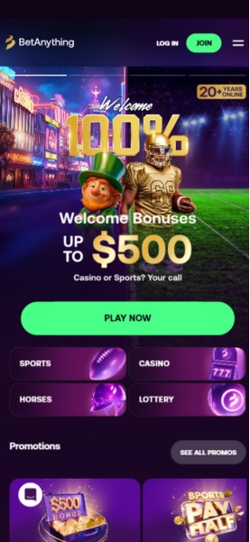 BetAnything Mobile Homepage