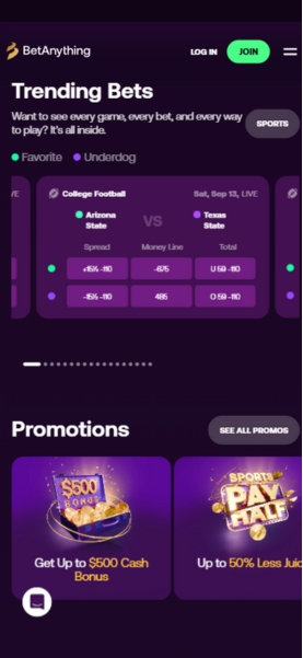 BetAnything Mobile Sportsbook