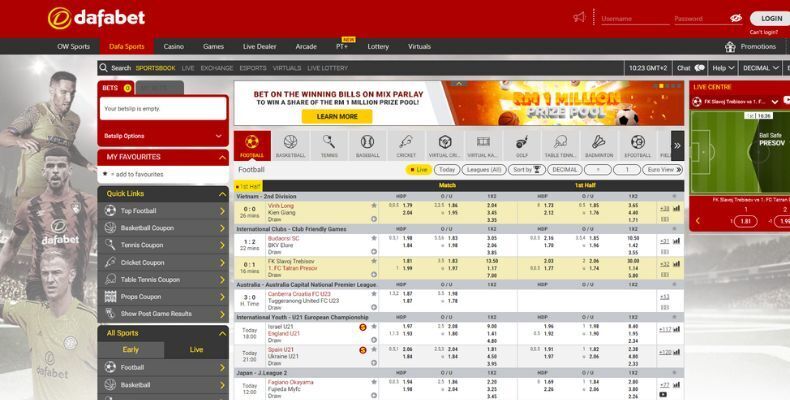 Dafabet sportsbook interface
