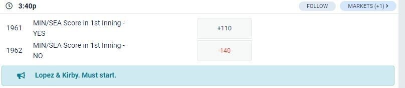 Live bet example