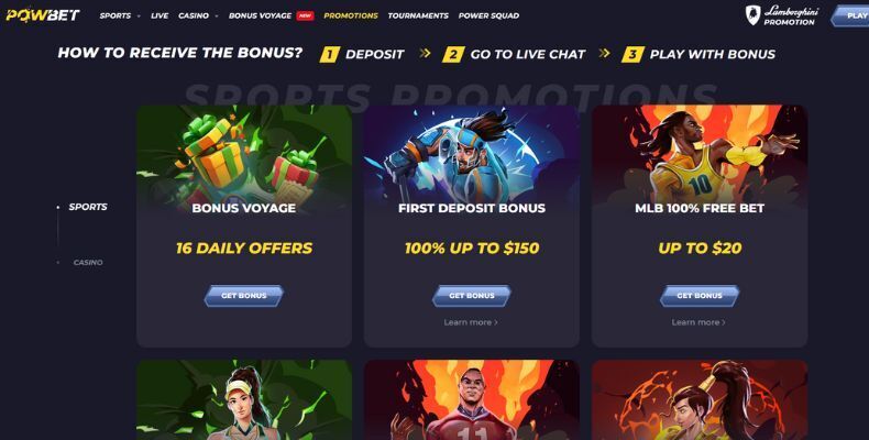 Powbet promos interface