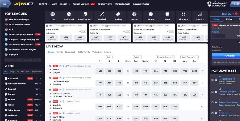 Powbet sportsbook interface