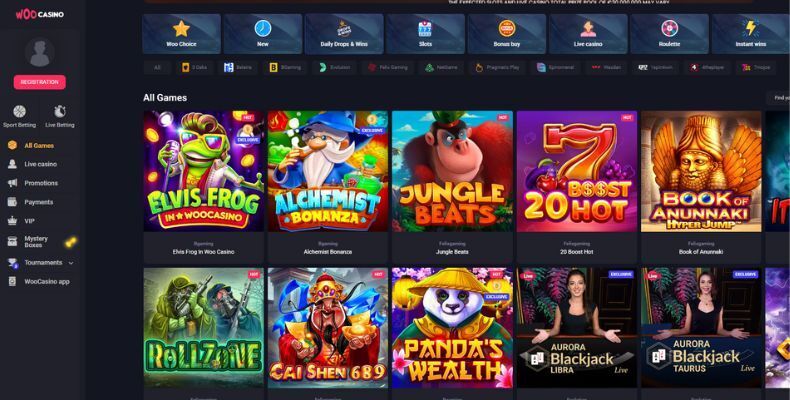 Woo Casino interface