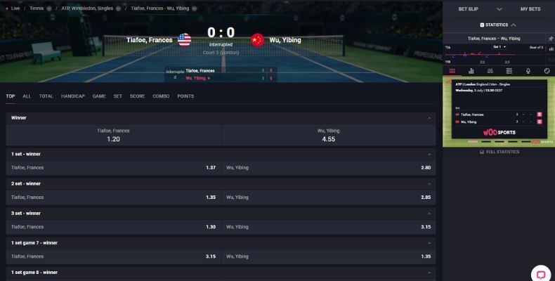 Woo Casino live bets