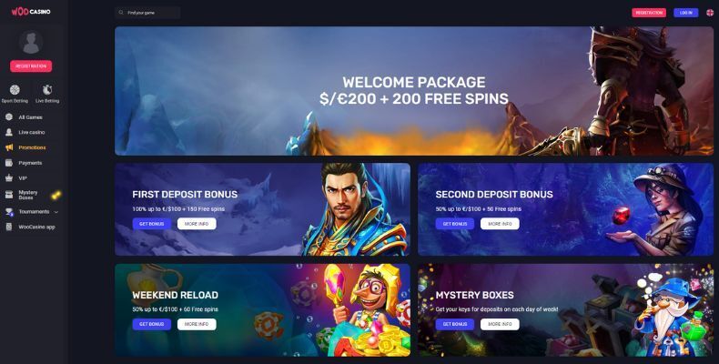 Woo Casino promos interface