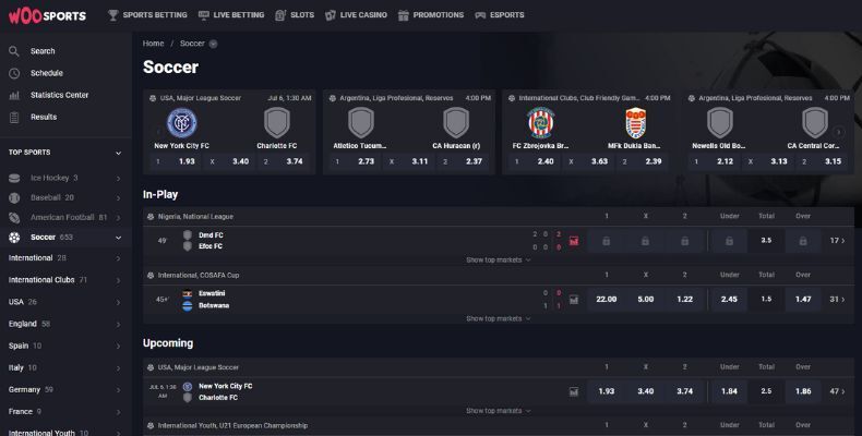 Woo Sportsbook interface