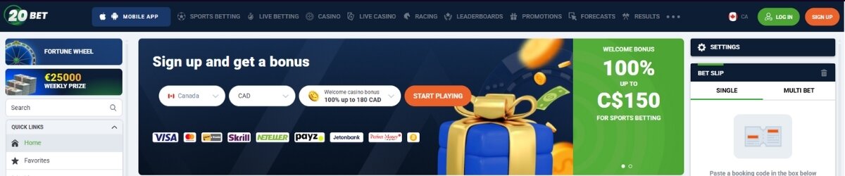 20Bet Sportsbook Banner