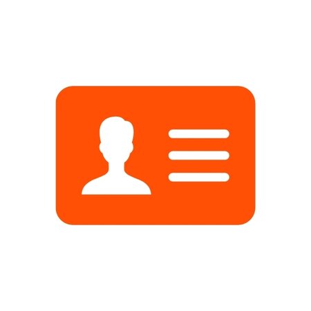 Orange ID icon showing an ID card.