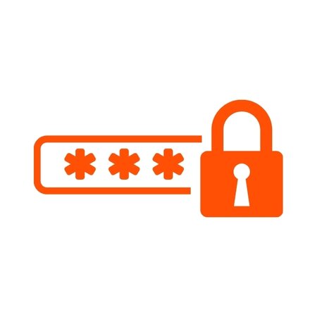 Orange password icon showing a padlock.