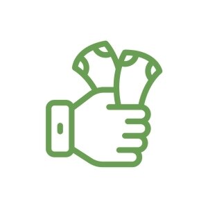 Green betting icon showing a hand holding betslips