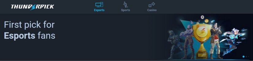 Screenshot of Thunderpick website showing an Esports banner.