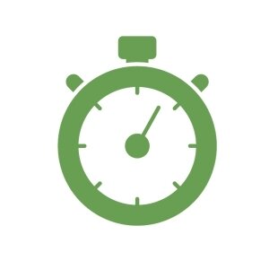 Green icon showing a stopwatch