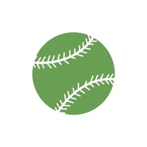 Green baseball icon featuring a baseball.