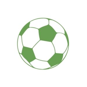 Green soccer icon showing outline of a soccer ball.