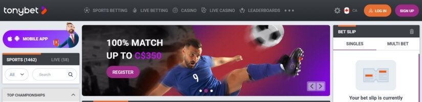 TonyBet sportsbook banner