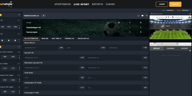 BetWhale live bets