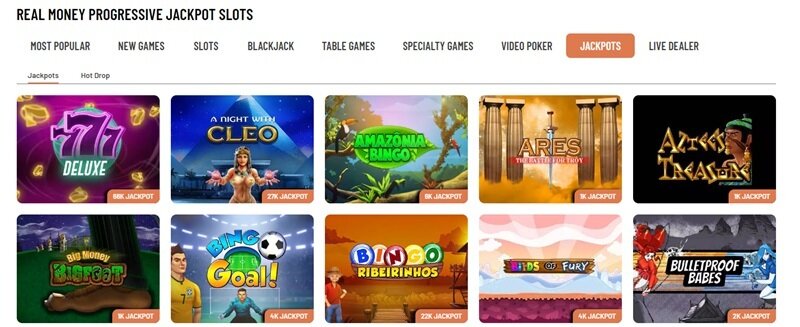 Cafe Casino jackpots