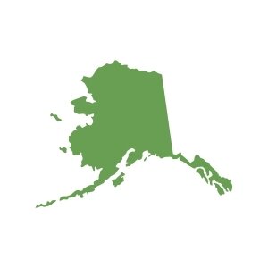 Green Alaska icon showing outline of Alaska