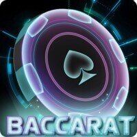 Baccarat game tile featuring a large neon betting chip.