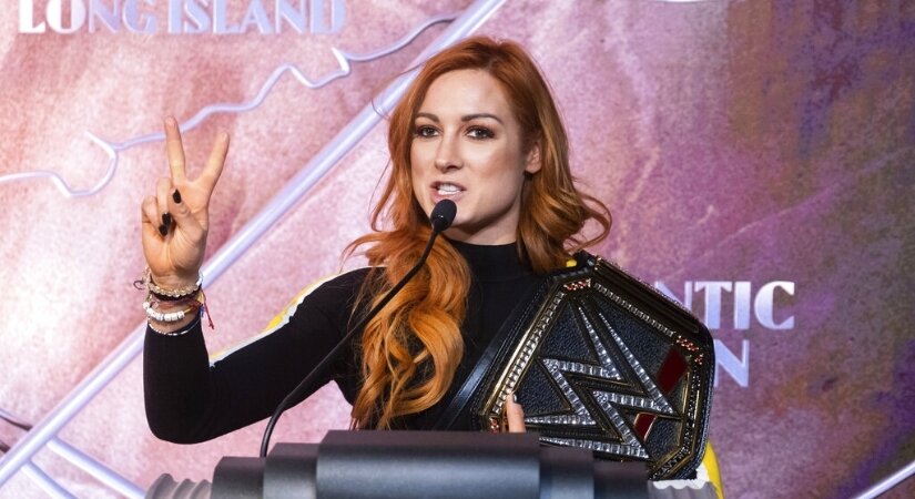 Photo of Becky Lynch visiting the Empire State Building in April 2019.