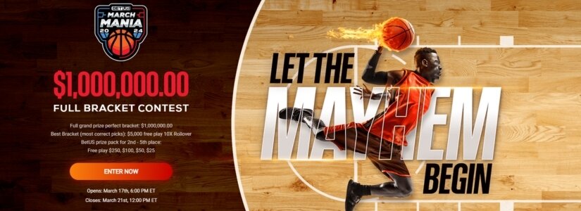 BetUS NCAA Bracket Challenge promotion for March Madness.