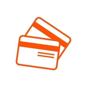 Orange payment method icon showing two credit or debit cards.