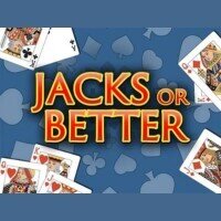 Jacks Or Better game tiled featuring playing cards on a blue background.