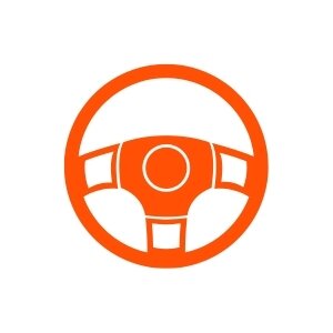 Orange NASCAR betting icon showing a steering wheel.