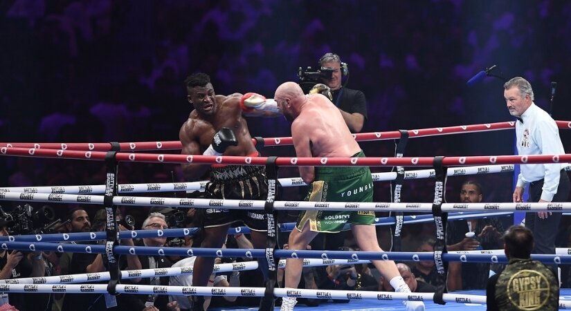 Photo of Ngannou during the bout against Fury on October 29th, 2023.