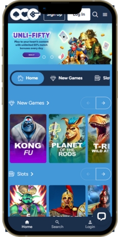 Mobile screenshot of Online Casino Games interface.