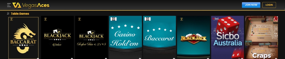 Vegas Aces Table Games Banner