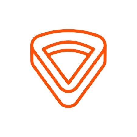 Orange ballpark icon showing simple outline of a baseball stadium.