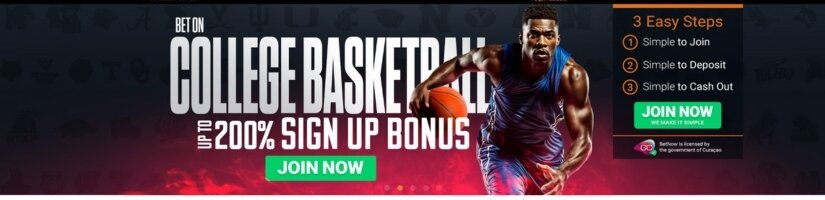 Screenshot of BetNow website showing a College Basketball promoton.