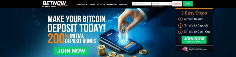 Screenshot of BetNow crypto bonus promotion.