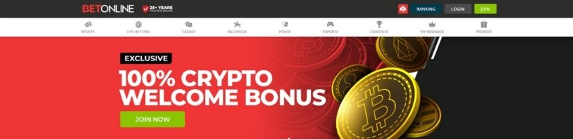 Screenshot of BetOnline crypto promotion