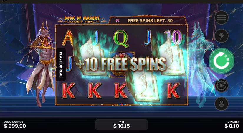 Book of Magery: Anubis Trial online slot gameplay.