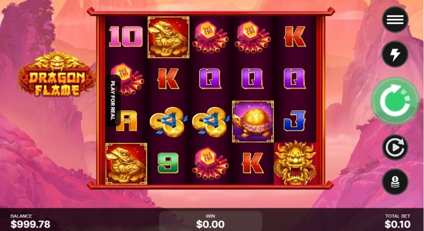 Screenshot of Dragon Flame slots gameplay.