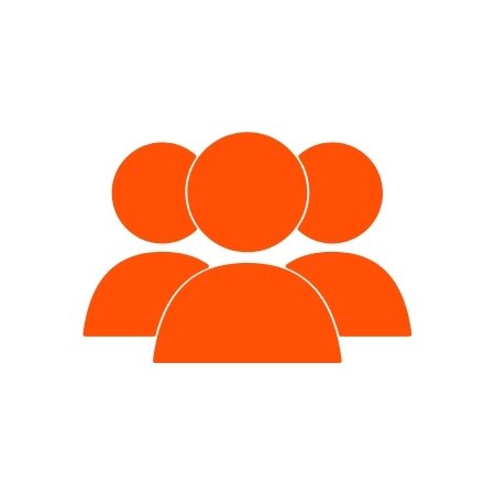 Orange icon showing group of people.