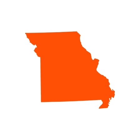 Orange Missouri icon showing geographical outline of Missouri.