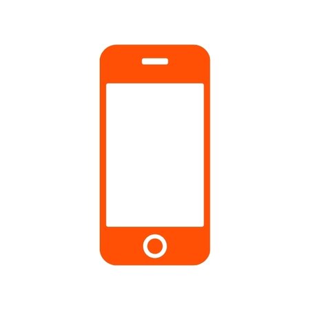 Orange mobile icon showing outline of a mobile phone.