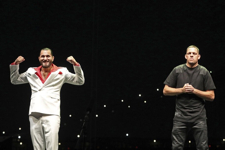 Jorge Masvidal and Nate Diaz poses before UFC 244