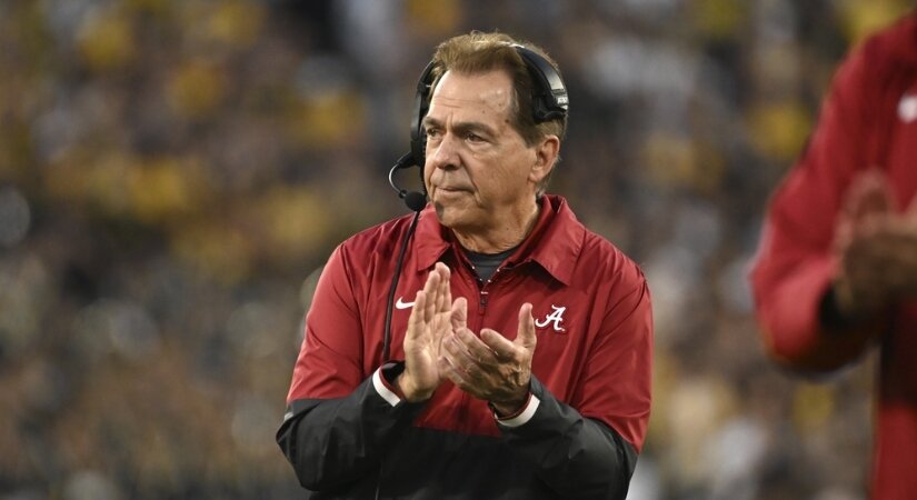 Photo of Nick Saban during the Rose Bowl CFP on January 1st, 2024.