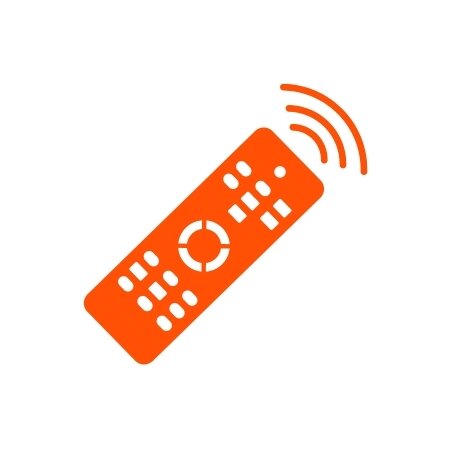 Orange icon showing a TV remote.