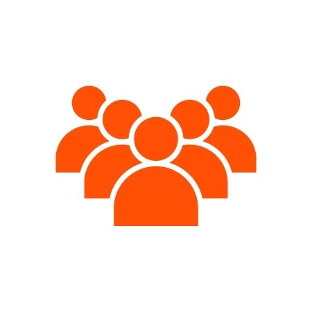 Orange public icon showing the outline of a crowd.
