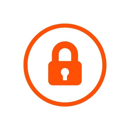 Orange security icon showing a padlock.